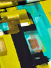 aqua limoen abstracte print - viscose satijn