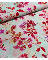 Madeline roze bloemen mint - viscose crêpe