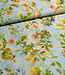 Madeline green flowers on mint - viscose crepe