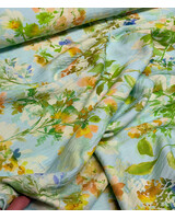 Madeline green flowers on mint - viscose crepe