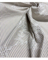 blue stripes on beige with embroidery - cotton shirt