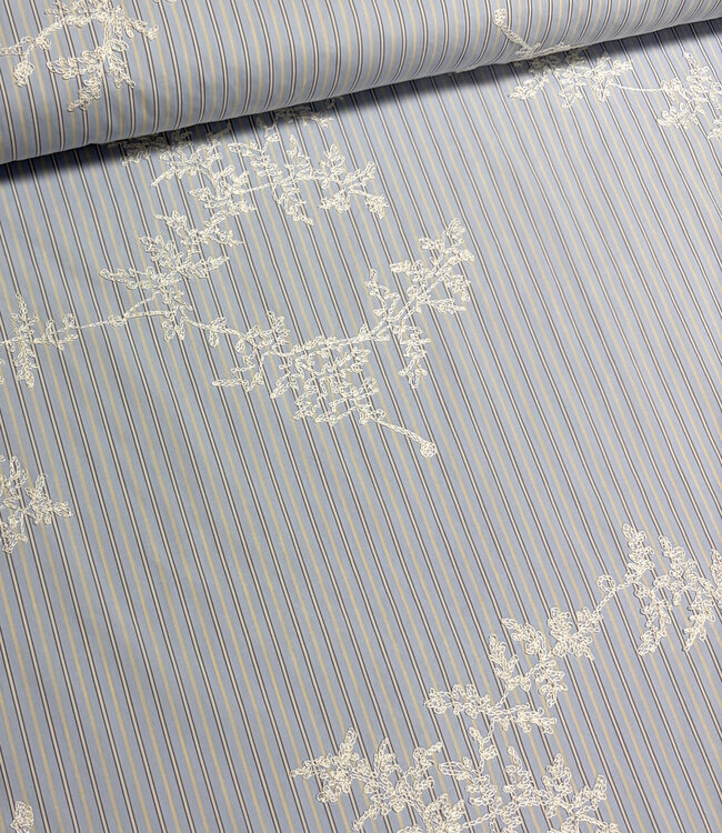 light blue stripes with embroidery - cotton shirt