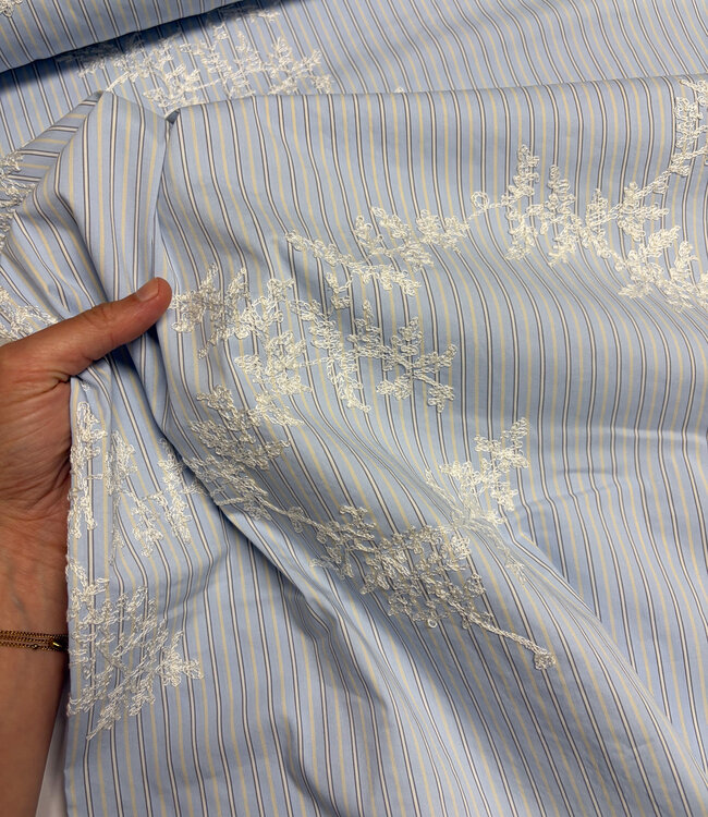 light blue stripes with embroidery - cotton shirt