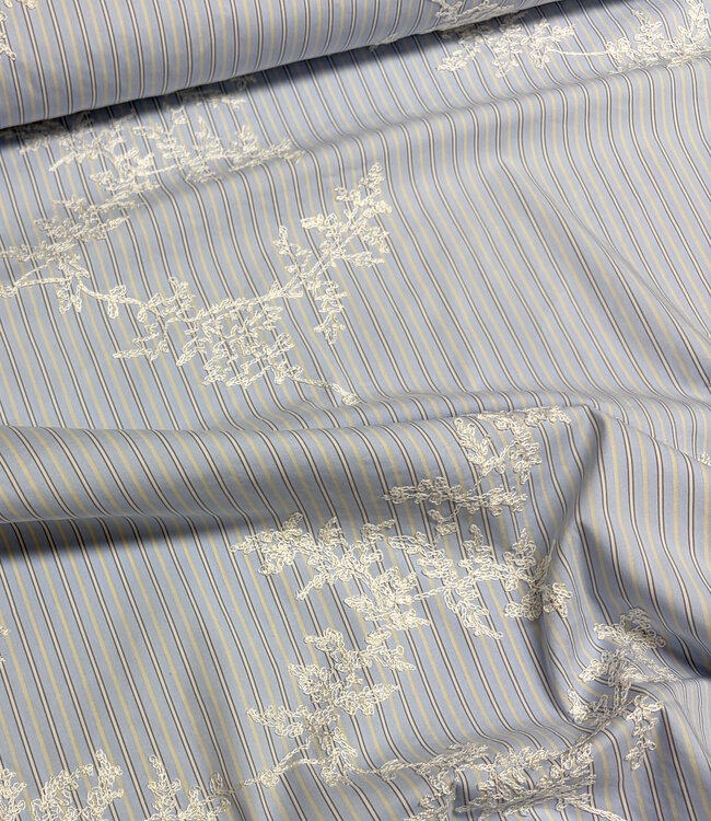light blue stripes with embroidery - cotton shirt