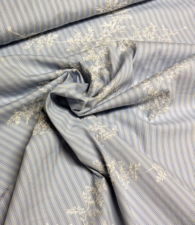 light blue stripes with embroidery - cotton shirt