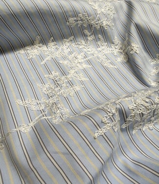 light blue stripes with embroidery - cotton shirt