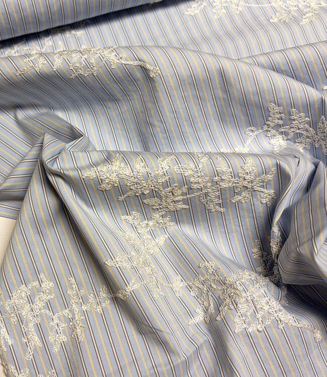 light blue stripes with embroidery - cotton shirt