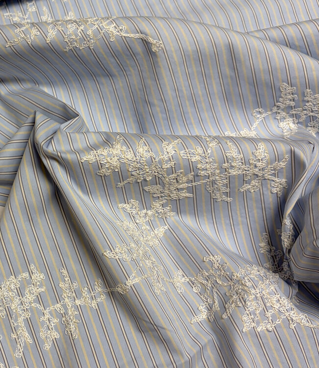 light blue stripes with embroidery - cotton shirt