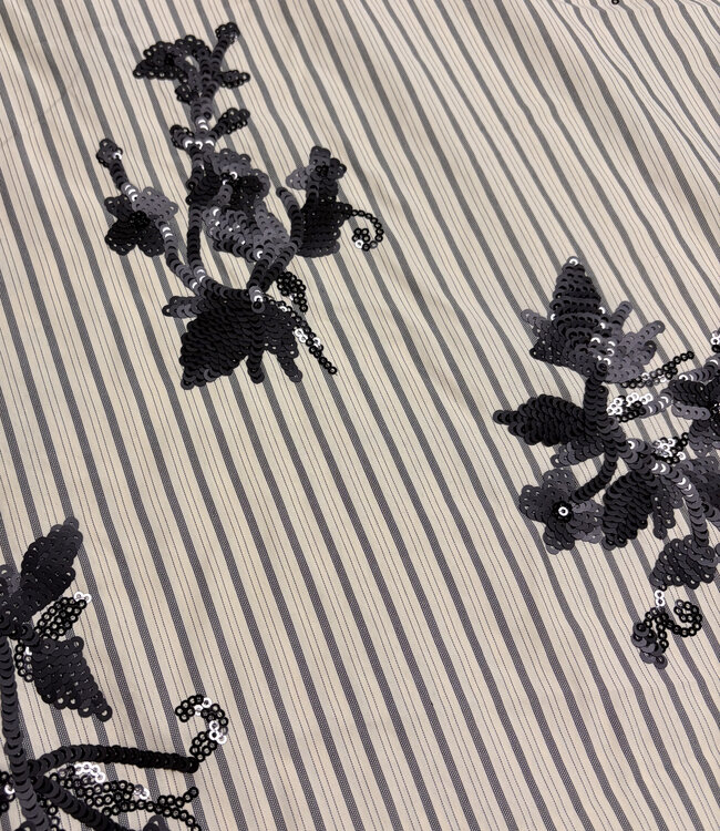 anthracite stripes with embroidered sequins - viscose