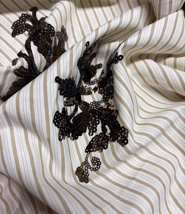 beige stripes with embroidered sequins - viscose