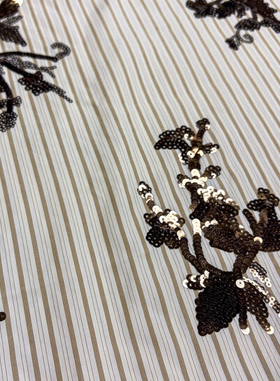 beige strepen met geborduurde pailletten - viscose