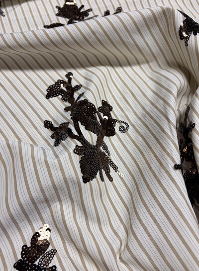 beige strepen met geborduurde pailletten - viscose