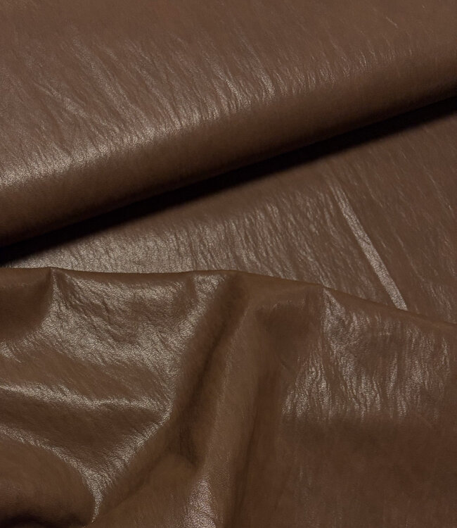 chocoladebruin washed -  soepel en zacht kunstleer kleding