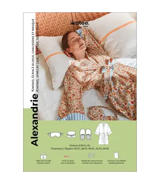 ALEXANDRIE kimono, slippers, slaapmasker, juweelkistje papieren patroon