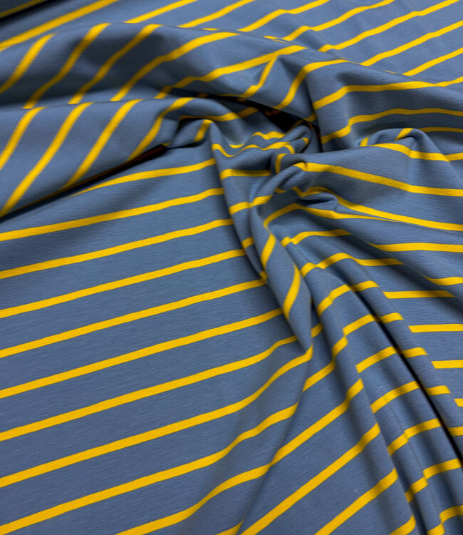 Swafing vergrijsd blauw en geel stripe Tee - tricot