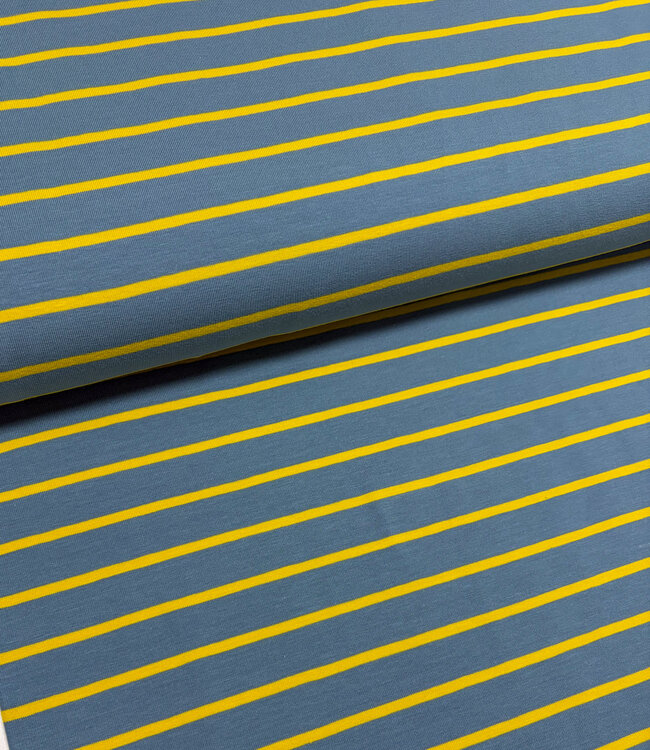 Swafing vergrijsd blauw en geel stripe Tee - tricot