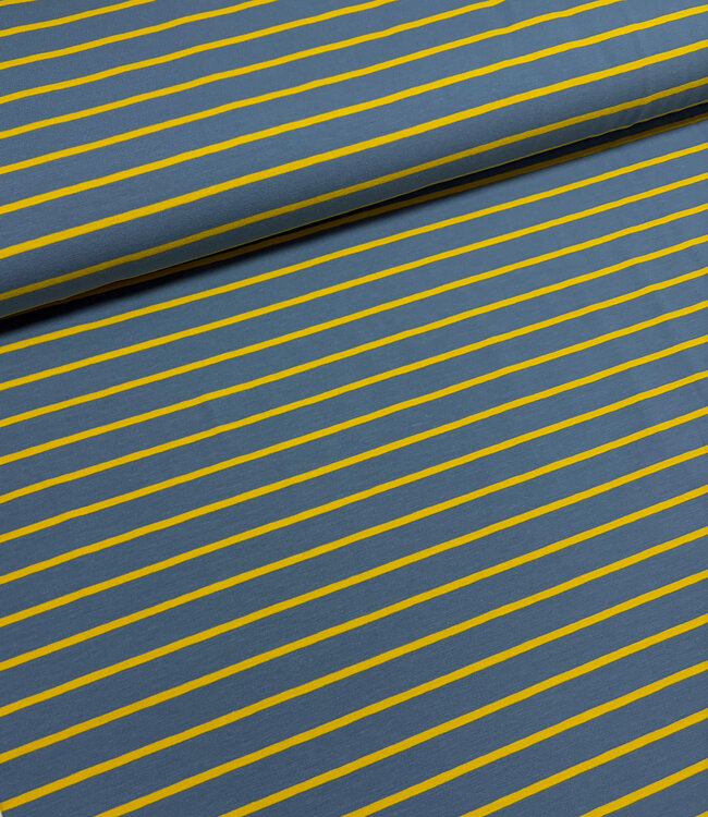 Swafing vergrijsd blauw en geel stripe Tee - tricot