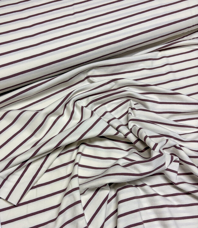 Swafing creme en hazelnoot stripe Tee - tricot