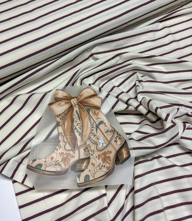Swafing creme en hazelnoot stripe Tee - tricot