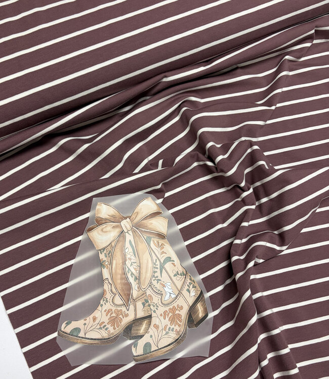 Swafing hazelnoot en creme stripe Tee - tricot