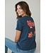 Swafing petrol en zacht rood stripe Tee - tricot