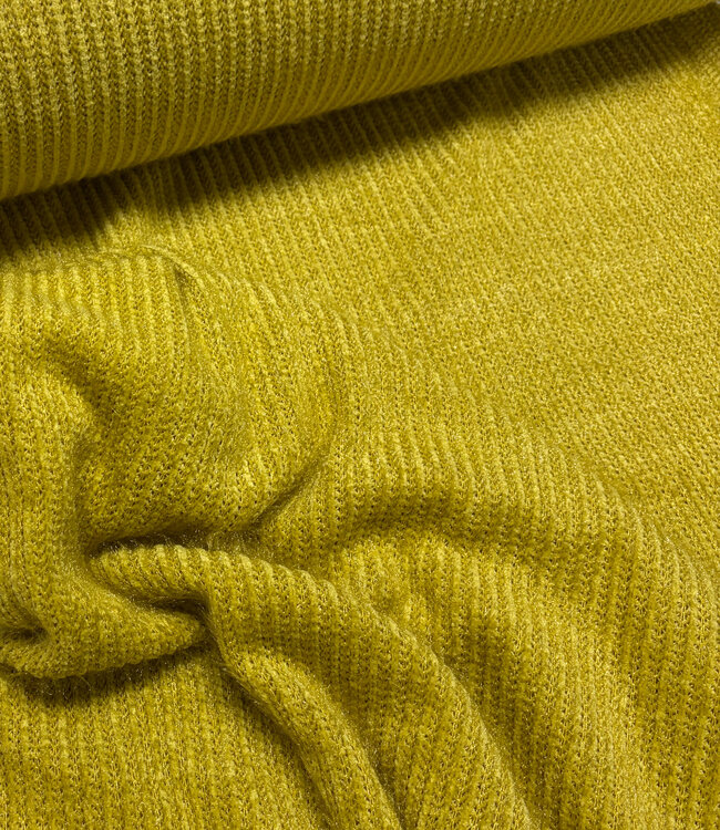 A la Ville mosterdgeel - mohair touch - superzachte gebreide stof