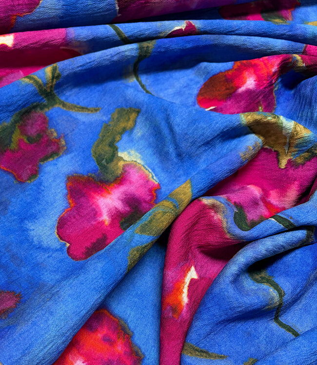 A la Ville Azzurro Fiorito viscose (Knipmode)