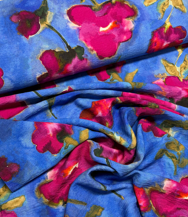 A la Ville Azzurro Fiorito viscose (Knipmode)