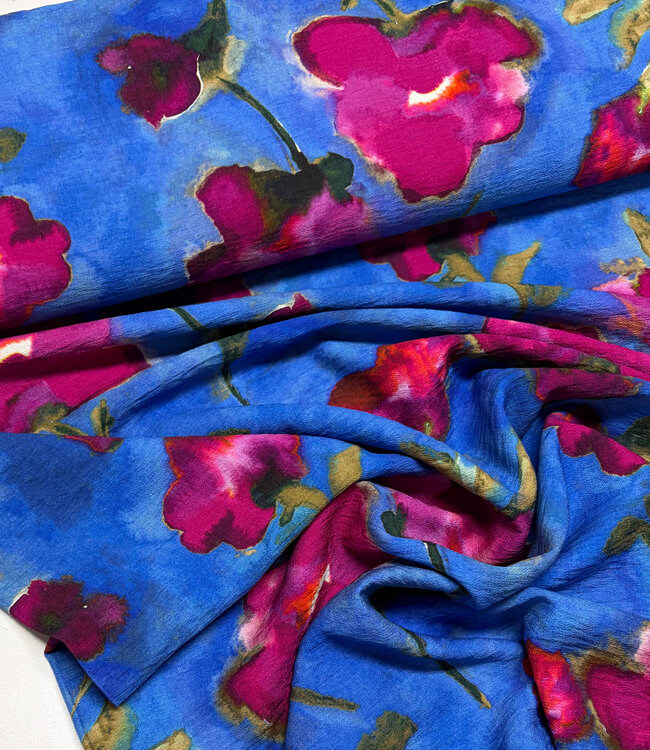 A la Ville Azzurro Fiorito viscose (Knipmode)