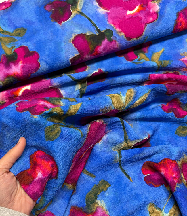 A la Ville Azzurro Fiorito viscose (Knipmode)
