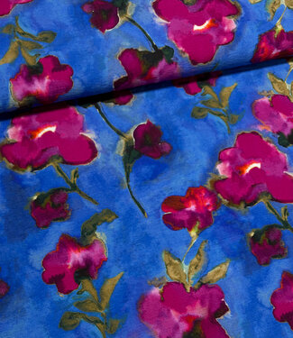 A la Ville Azzurro Fiorito viscose (Knipmode)