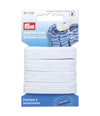 Prym buttonhole elastic - white - 12 mm wide - 3 meters