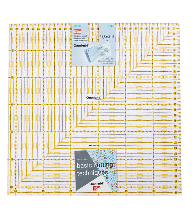Prym Omnigrid vierkant liniaal 31,5 x 31,5 cm, cm-schaal