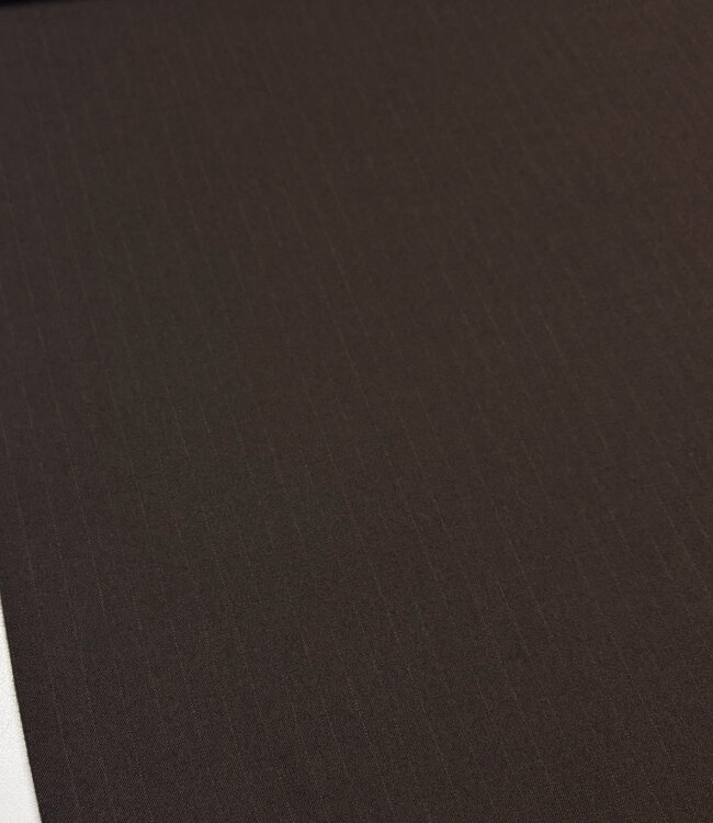 A la Ville pinestripe donkerbruin - wool touch gabardine