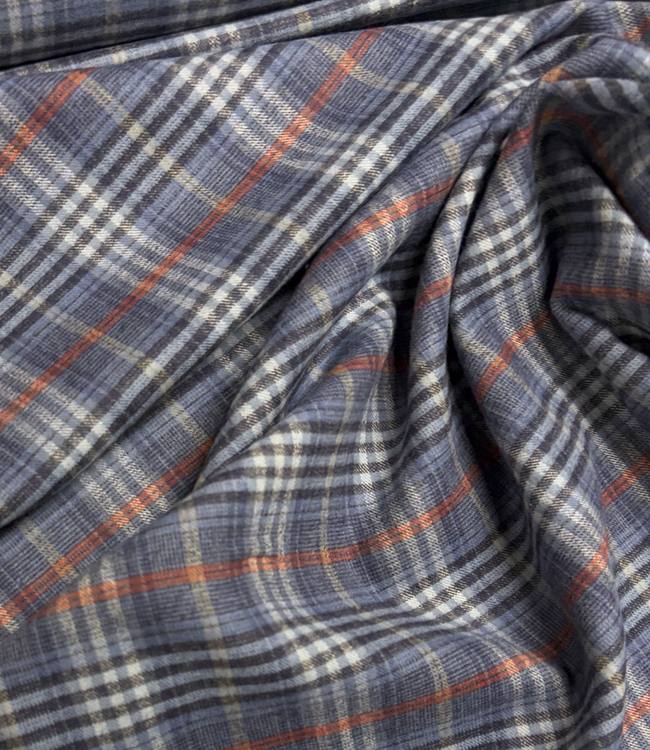 jeansblauw roest geruit - superzachte flanel