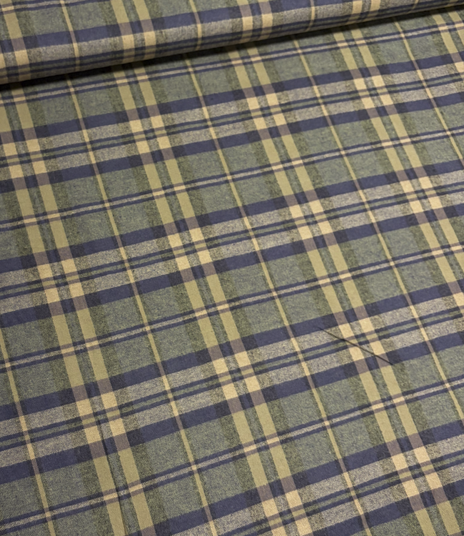 khaki blauw geruit - superzachte flanel