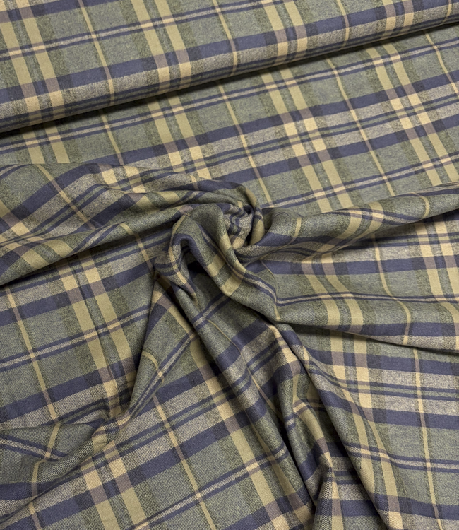 khaki blue checkered - super soft flannel