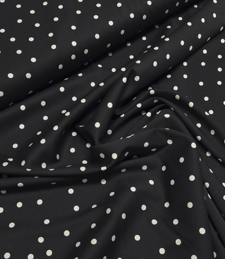polkadots midi zwart - viscose twill met een beetje rek