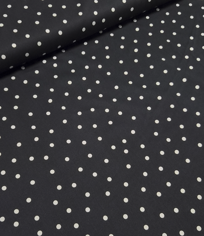polkadots midi zwart - viscose twill met een beetje rek