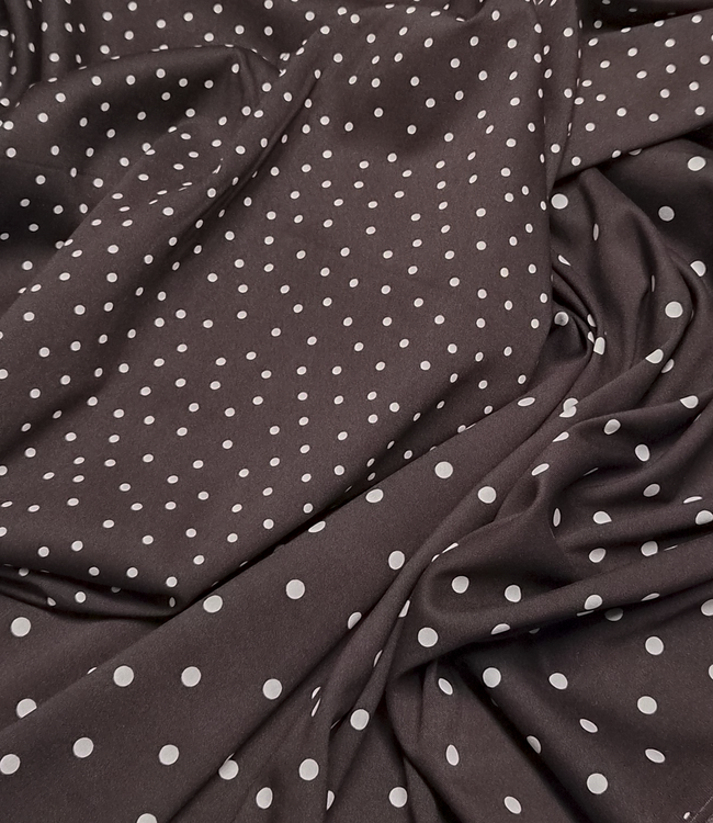 polkadots MINI donkerbruin - viscose twill met een beetje rek