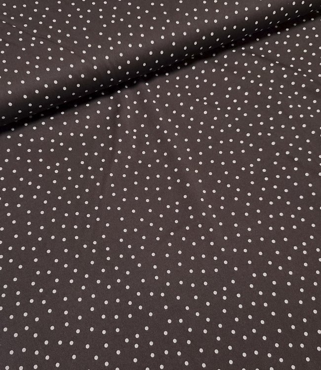 polkadots MINI donkerbruin - viscose twill met een beetje rek
