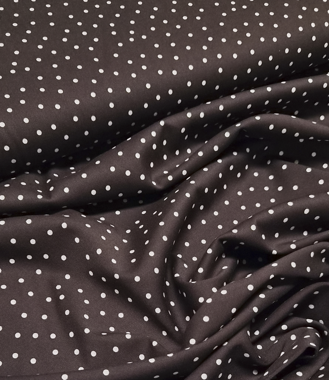 polkadots MINI donkerbruin - viscose twill met een beetje rek