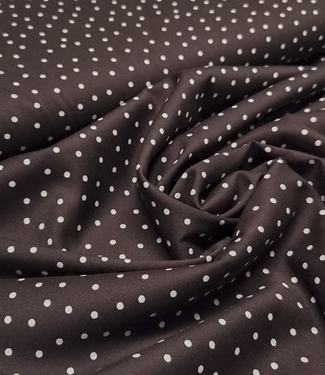 polkadots MINI donkerbruin - viscose twill met een beetje rek