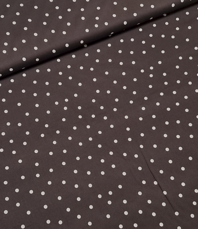 polkadots midi donkerbruin - viscose twill met een beetje rek
