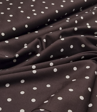 polkadots midi donkerbruin - viscose twill met een beetje rek