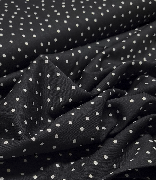 polkadots MINI zwart - viscose twill met een beetje rek