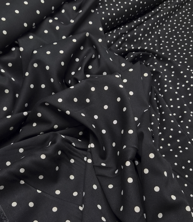 polkadots MINI zwart - viscose twill met een beetje rek
