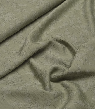 khaki - ingeweven bloemenmotief - viscose