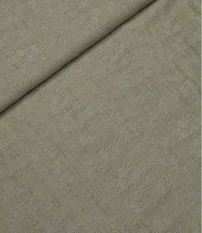 khaki - ingeweven bloemenmotief - viscose