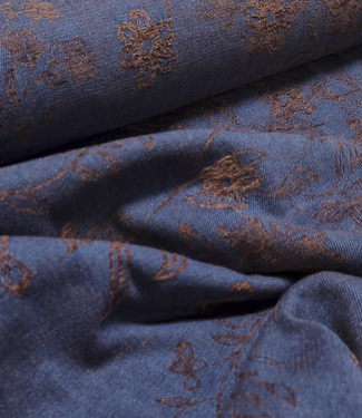 Heavy weight denim chenille jacquard blue and burgundy - 14oz - 175 cm wide